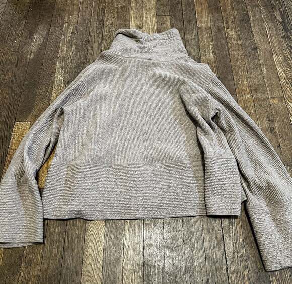 Lululemon Tan Retreat Yourself Textured Funnel Neck Bell Sleeve Pullover - Picture 7 of 8